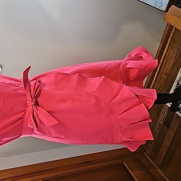 Calvin Klein faux wrap ruffle hem sz 2 pink dress Easter Spring - Picture 4 of 11